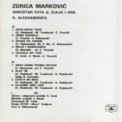 Zorica Markovic 1989 zadnja